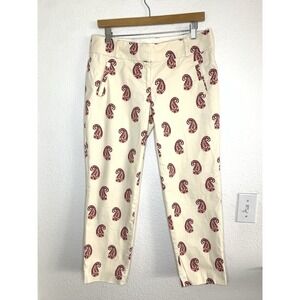 Ann Taylor LOFT Tan‎ Red Paisley Cotton Blend Original Ankle Pants Size 4